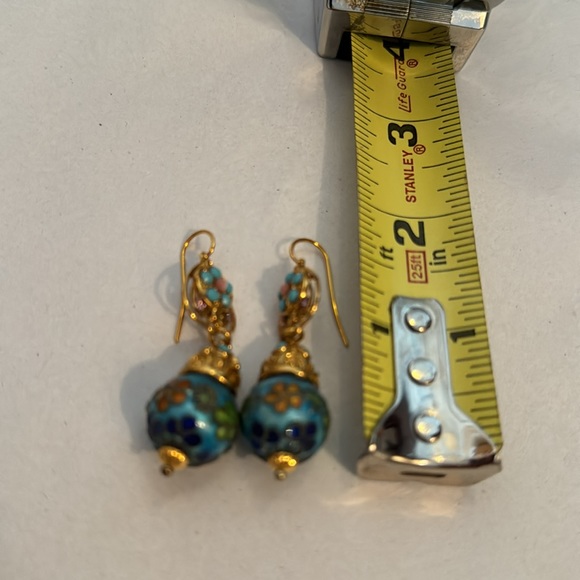 Vintage Barrera Gold Plated Turquoise Earrings - Picture 5 of 7